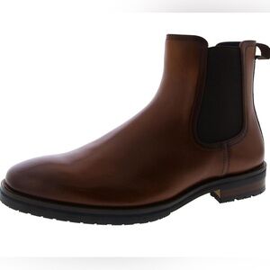Steve Madden Mens Sully Pull on Leather Chelsea Boots Tan
